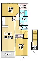 グランデ成長B 2LDKの間取図画像