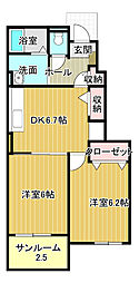 アン・ドゥ・トロワ3e 2DKの間取図画像