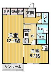 レオパレスカーサ鳴門 1LDKの間取図画像