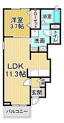 パールハウスC 1LDKの間取図画像