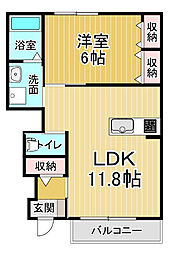 伊賀の郷参番館 1LDKの間取図画像