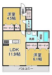 サンシャイン見白B 2LDKの間取図画像