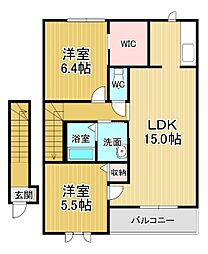 シャーメゾンディアス川内A 2LDKの間取図画像
