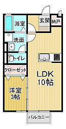 ヴィラセゾン3 1LDKの間取図画像