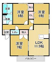 ウィルコートF 3LDKの間取図画像