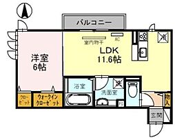JR片町線(学研都市線) 徳庵駅 徒歩18分の賃貸アパート 2階1LDKの間取り