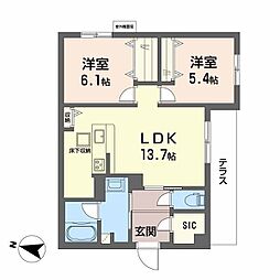 シャーメゾン ル リアン 2LDKの間取図画像