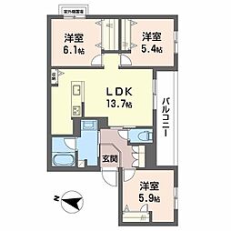 シャーメゾン ル リアン 3LDKの間取図画像