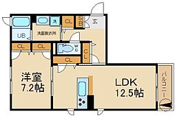 シャーメゾン緑橋 1LDKの間取図画像