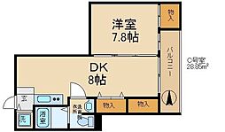 矢野マンション 1DKの間取図画像