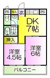 浜寺イーストパークマンション 2DKの間取図画像