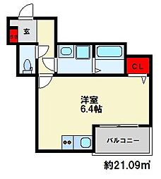 フォレスト光町 ワンルームの間取図画像