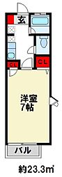 パルメゾン二日市 1Kの間取図画像