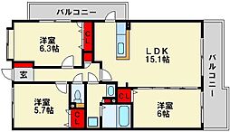 サンライトキャッスル 3LDKの間取図画像