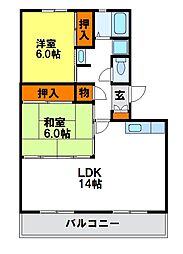 観世ハイツ 2LDKの間取図画像