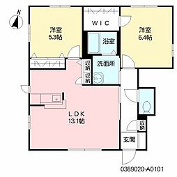 フォーゲルハピネスA 2LDKの間取図画像