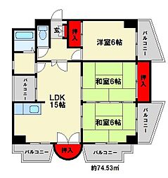 ハンリーラ円入 3LDKの間取図画像