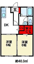 シャーメゾンミズキ 2DKの間取図画像