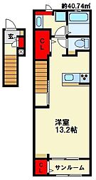 カーサマローネ1 1Kの間取図画像