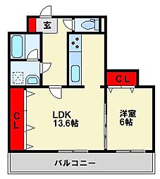 サンシティ南ケ丘21 1LDKの間取図画像