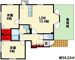 プリムローズG 2LDKの間取図画像