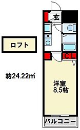 パークコート太宰府 1Kの間取図画像