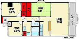 パレドーレ春日 3LDKの間取図画像
