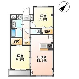春日市上白水6丁目マンション 2LDKの間取図画像