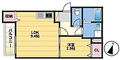 THE NOBLES東大利 1LDKの間取図画像