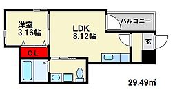 Portos春日 1LDKの間取図画像