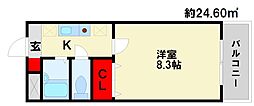 レヴェランス 1Kの間取図画像