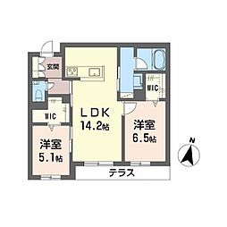 AmiCourt Ohri 2LDKの間取図画像