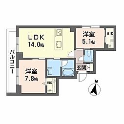 AmiCourt Ohri 2LDKの間取図画像
