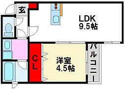 LiveLand上古賀 1LDKの間取図画像