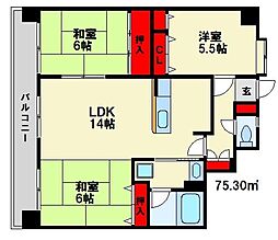 ロワールマンション春日原 3LDKの間取図画像