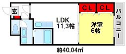 リバティエアコート 1LDKの間取図画像