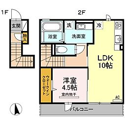 ブラン惣利 1LDKの間取図画像