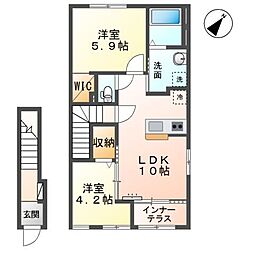 レナレジデンス 2LDKの間取図画像