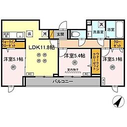 D-KISARIA WV 3LDKの間取図画像