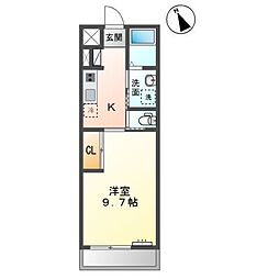 ハピネス 1Kの間取図画像