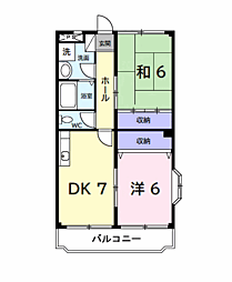 ハーモニーヒルズ 2DKの間取図画像