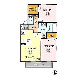 ドルチェA 2LDKの間取図画像