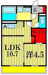 アベニール 2階1LDKの間取り