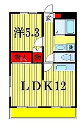 ボヌールシェソワ.M 1LDKの間取図画像