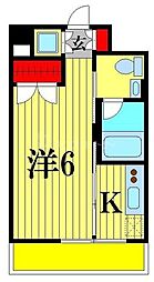 パークフラッツ松戸 10階1Kの間取り
