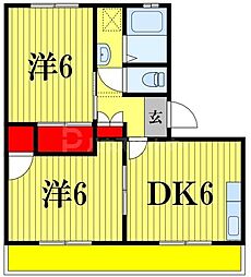 メゾン日暮 2階2Kの間取り