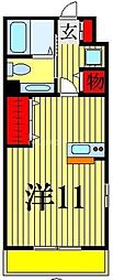 アビテ弁天 1階ワンルームの間取り