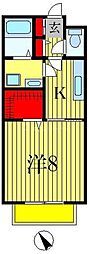 スプリング・K 2階1Kの間取り