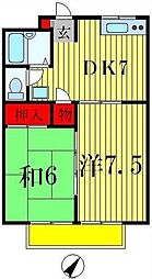 クレストパレス参番館 1階2DKの間取り