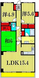 プライムシティ松戸 5階3LDKの間取り